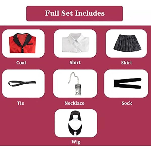Anime Womens Yumeko Jabami Cosplay Kostuum Outfit Kakegurui Japanse School Meisje JK Uniform Jurk Volledige Set Halloween Party Dress Up Pakken met Pruik